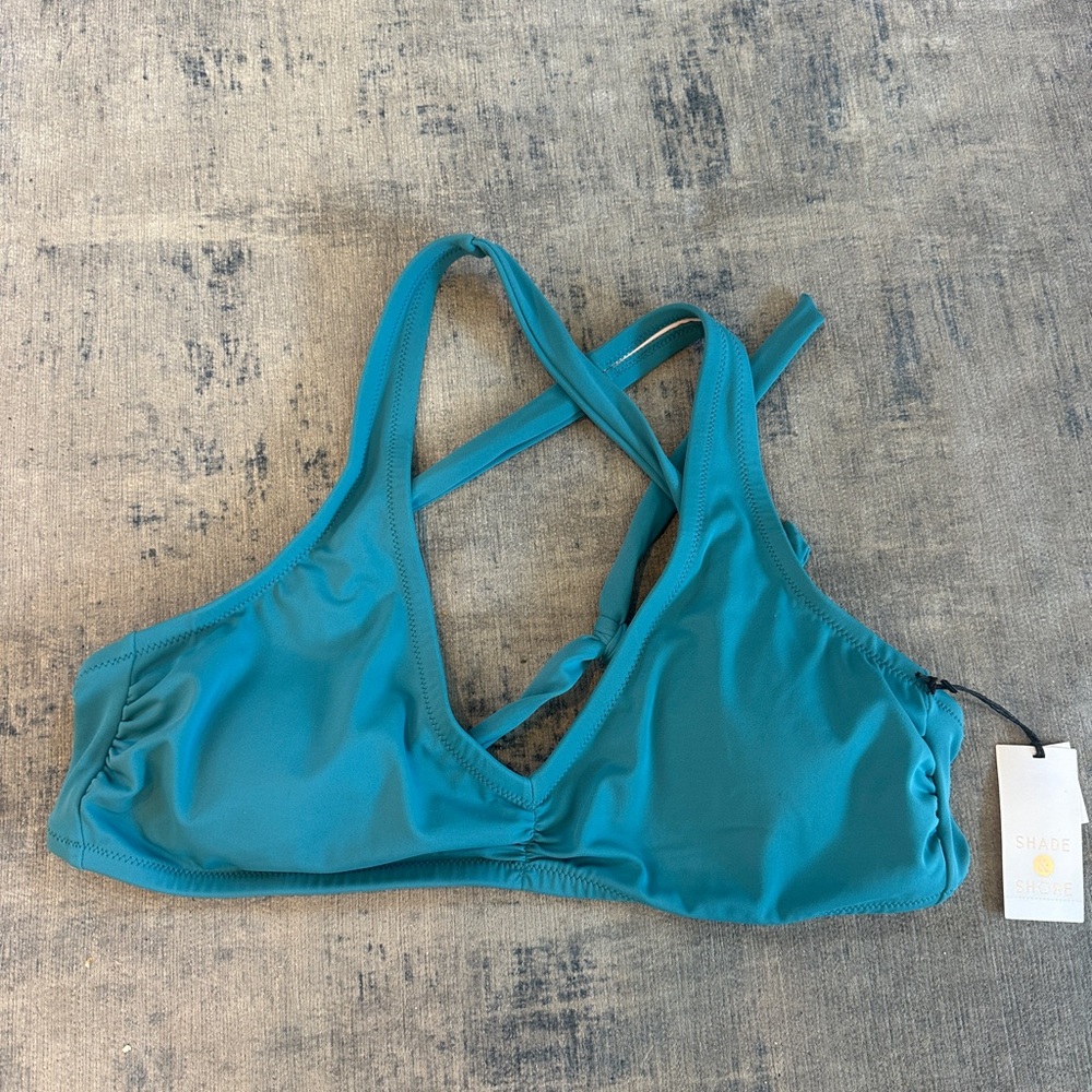NWT Shade & Shore Teal Bikini Top - Large 12-14
